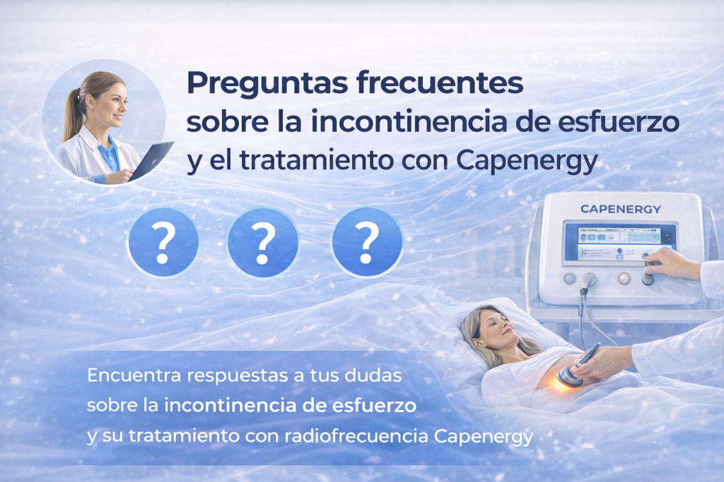 Infografía de preguntas frecuentes sobre la incontinencia urinaria de esfuerzo y el tratamiento con radiofrecuencia Capenergy