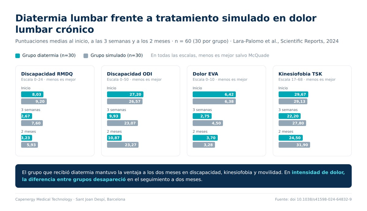 Diatermia lumbar: resultados del ensayo controlado con placebo en discapacidad, dolor y movilidad
